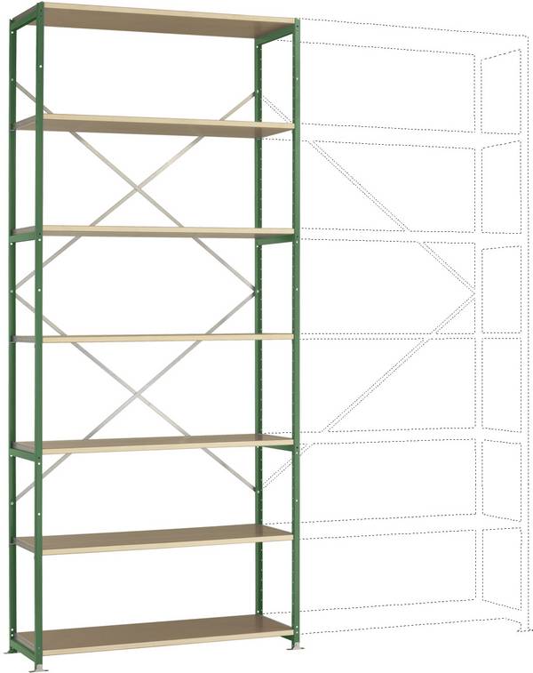 Manuflex RP1627.6011 Magazijnstelling basismodule (b x h x d) 1250 x 2000 x 500 mm Hout