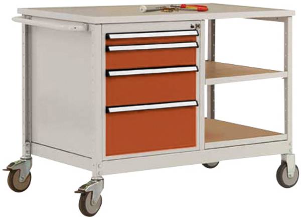 Manuflex TP1007.2001 Mobiele werkbank  Rood-oranje (RAL 2001)