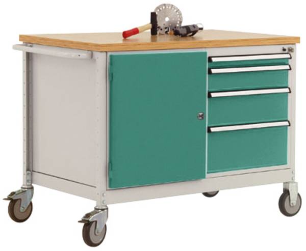 Manuflex TP1025.0001 Mobiele werkbank (b x h x d) 1135 x 802 x 590 mm Grijs, Groen