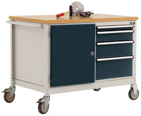 Manuflex TP1004.7016 Mobiele werkbank model 4 met geoliede multiplex-afdekplaat 30 mm (bxdxh) 1135 x 590 x 810 mm