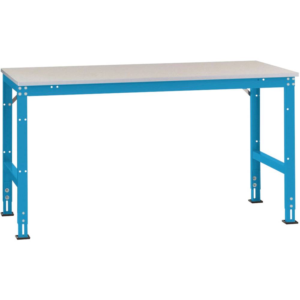 Manuflex AU4084.5012 Werk achtergrond tafel universele standaard met staalbeslag schijf, bxdxh = 1750 x 800 x 760-870 mm Lichtblauw (RAL 5012)