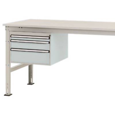 Bureau met drie lades aan de linkerkant, wit en strak design. Ideaal voor thuiskantoor of kantoorruimtes.