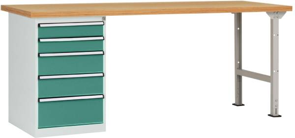 Manuflex WC5101.0001 Werkbank systeem COMBI model 3 met massieve boek schijf, bxdxh = 1500 x 700 x 840 mm (b x d) 1500 mm x 700 mm