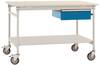 Manuflex TP5341.0002 Compleet bijzettafel basismobiel met melamine schijf + enkele lade, bxdxh: 1250 x 800 x 850 mm Grijs-wit (RAL 7035)