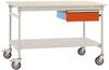 Manuflex TP5341.2001 Compleet bijzettafel basismobiel met melamine schijf + enkele lade, bxdxh: 1250 x 800 x 850 mm Rood-oranje (RAL 2001)