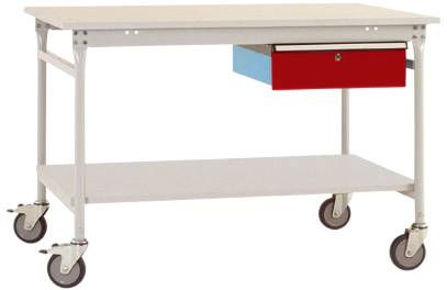 Manuflex TP5341.3003 Compleet bijzettafel basismobiel met melamine schijf + enkele lade, bxdxh: 1250 x 800 x 850 mm Robijn-rood