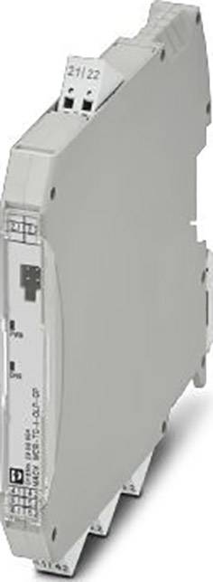 Elektronische module in een slanke behuizing, vermoedelijk voor industriële toepassingen, staand weergegeven; witte kleur met opschrift.