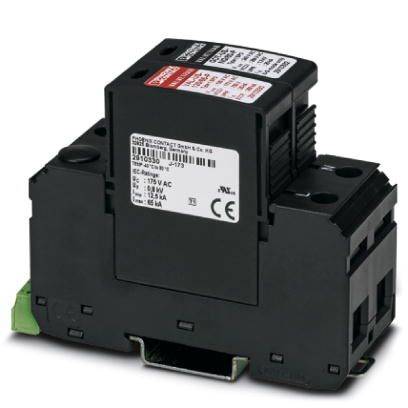 Een zwart elektrisch onderdeel met meerdere aansluitingsmogelijkheden, CE-markering en technische specificaties bovenaan.