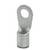 Metalen oog met een cilindrische voet en een open rond gat bovenaan, gebruikelijk gebruikt voor elektrische aansluitingen of bevestigingen.
