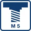 Symbool van een binnendraad met de aanduiding 'M5', toont een schroefdraagicoontje.