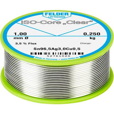 Felder Löttechnik ISO-Core "Clear" SAC305 Soldeertin Spoel Sn96,5Ag3Cu0,5  0.250 kg 1 mm
