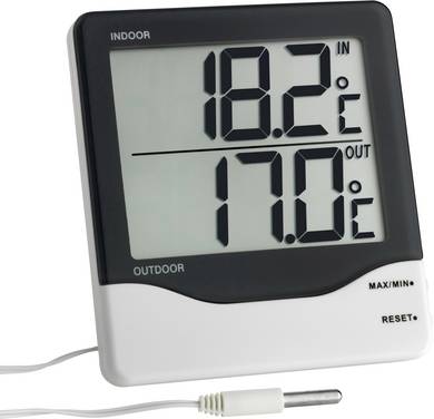 TFA Dostmann sku 30.1011.K Kabelgebonden thermometer Zwart-wit