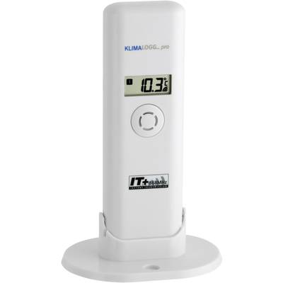 Digitale thermometer met display toont 10,3 graden Celsius. Apparaat is rechtop te zetten, merk IT+.