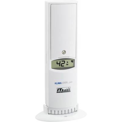 Vochtmeter met weergave '42% RH' op een digitaal scherm. Merknamen 'KlimaLogg pro' en 'IT+' zichtbaar.