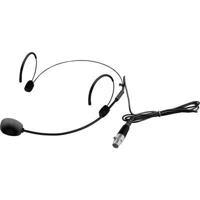 Licht headset-microfoon met gepolsterde oorbeugel en kabel, geschikt voor presentaties of spraakopnames.
