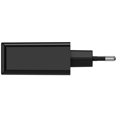 Zwart oplader met stekkertype C, geschikt voor mobiele telefoons en tablets, op witte achtergrond.