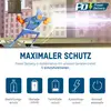 'Illustratie van een superheld met Power Delivery-logo die beschermingsfuncties van elektrische apparaten toont. Tekst: Maximale bescherming, 5 beschermingsfuncties.'