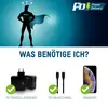 Silhouet van een figuur met mantel, naast oplader, kabel en eindapparaat. Kop: 'Wat heb ik nodig?' voor Power Delivery.