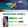 'Superheld rent snel terwijl voortgangsbalk laadtijden van iPhone XS Max weergeeft: PD 1u 45m, QC 3.0 3u, USB 3u 15m.'