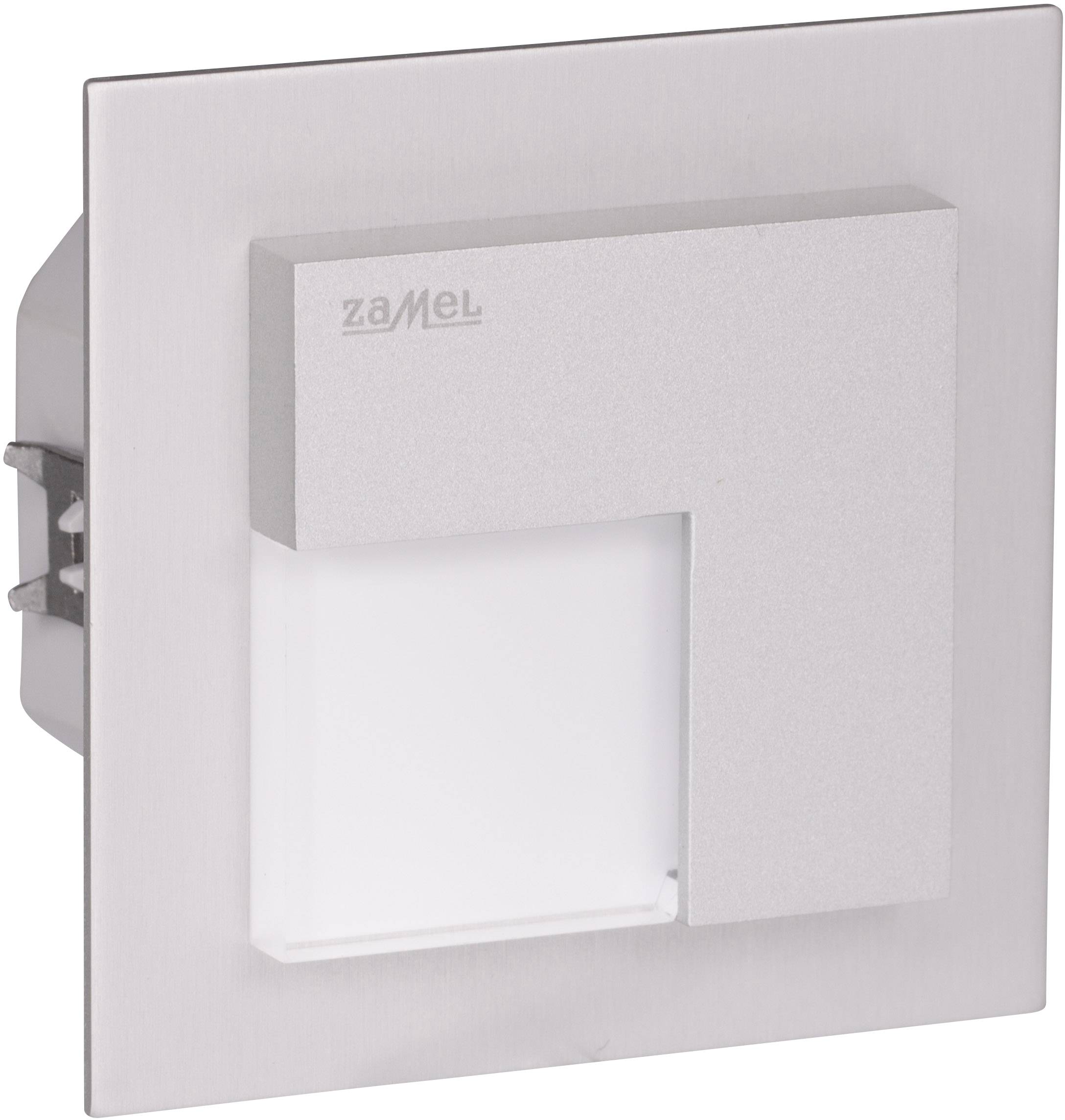 'Vierkante wandlamp voor binnenverlichting in modern design, zilveren metalen afwerking, wit lichtoppervlak; geschikt voor decoratieve toepassingen.'