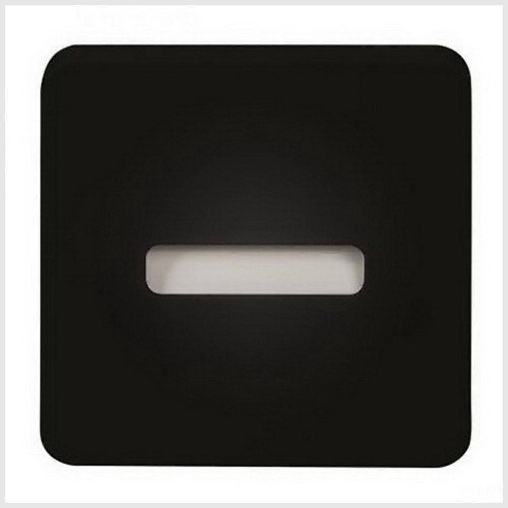 Een zwart, vierkant object met een smalle, horizontale sleuf in het midden.
