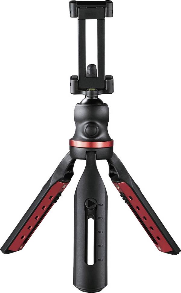 Hama  Tafelstatief 1/4 inch Werkhoogte: 16 - 19 cm Zwart Kogelkop, Waterpas, Incl. smartphonehouder