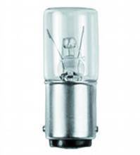 Gloeilamp met metalen fitting en helder glas, verticaal gepositioneerd.
