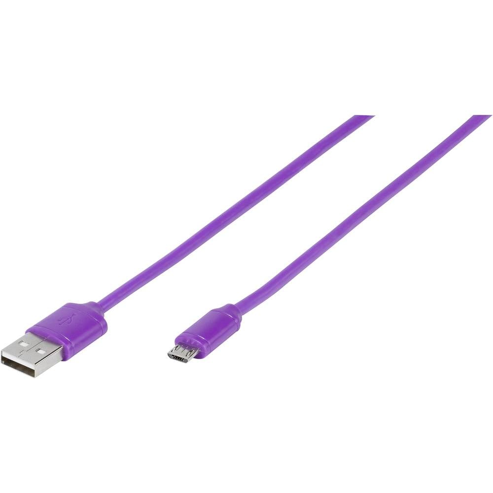 Vivanco USB-kabel USB 2.0 USB-A stekker, USB-micro-B stekker 1.00 m Lila Rond 35819