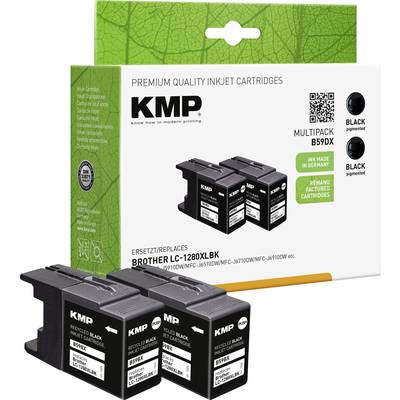 KMP Cartridge vervangt Brother LC-1280, LC1280XLBKBP2DR, LC-1280XLBK Compatibel 2-pack Zwart B59DX 1524,4021