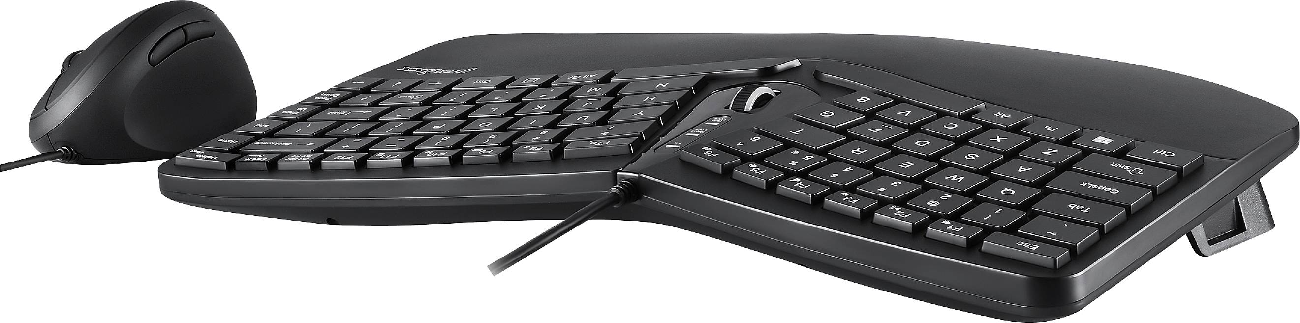 Perixx PERIDUO-406BDE Set met toetsenbord en muis USB QWERTZ, Duits Zwart Ergonomisch, Polssteun, Multimediatoetsen