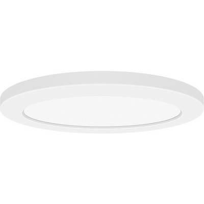 Rond, plat gemonteerd LED-plafondlicht in het wit. Geschikt voor moderne interieurs met een minimalistisch design.