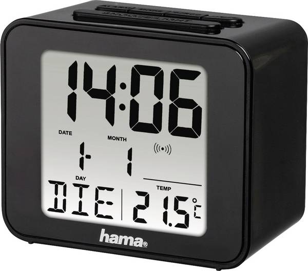 Hama 00186304 Wekker Zendergestuurd Zwart Alarmtijden 2