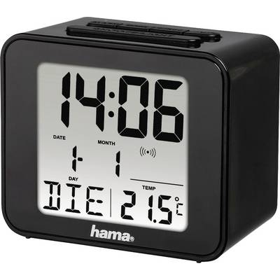 Digitale wekker toont 14:06 uur, datum 1 januari, weekdag dinsdag en temperatuur 21,5°C.