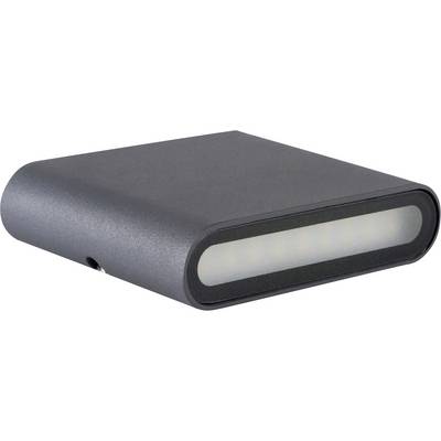 Een zwarte, rechthoekige, draagbare lamp met zichtbare LED-verlichting aan de voorkant.