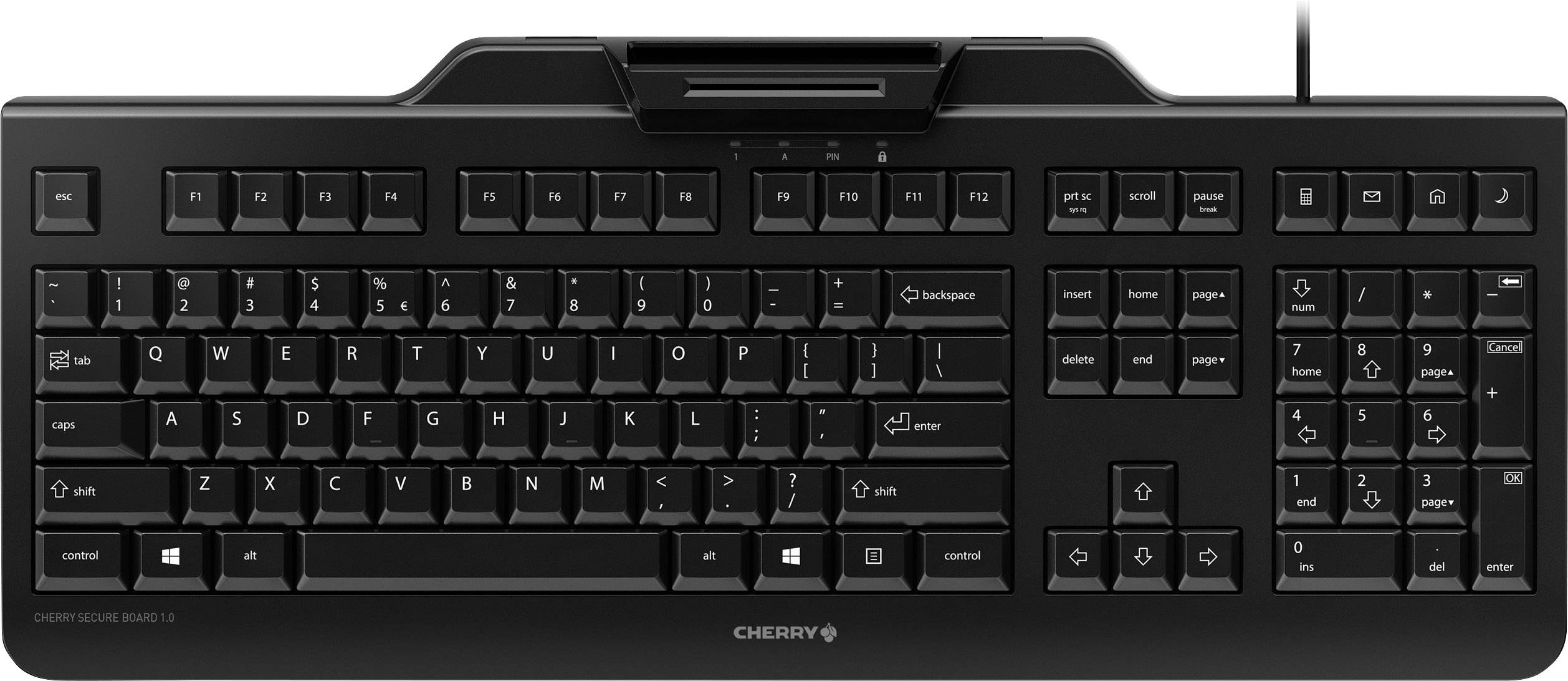 CHERRY Secure Board 1.0 Toetsenbord USB QWERTZ, Zwitsers Zwart Chipkaartlezer