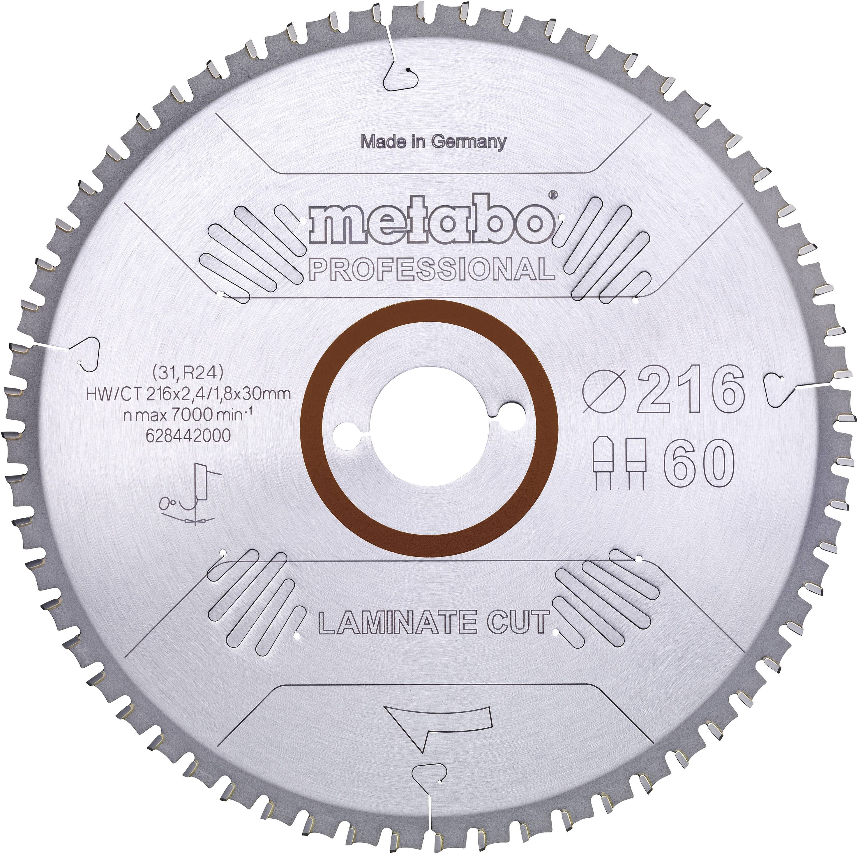 Metabo LAMINATE CUT PROFESSIONAL 628442000 Cirkelzaagblad 216 30 x 1.8 mm Aantal tanden: 60 1 stuk(s) | Conrad.nl