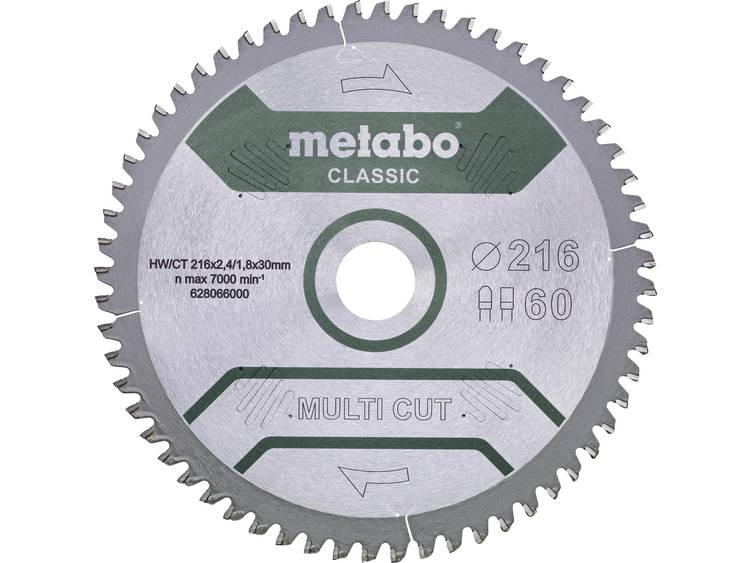Metabo MULTI CUT CLASSIC 628655000 Cirkelzaagblad 216 x 30 x 1.8 mm Aantal tanden: 60 1 stuk(s)