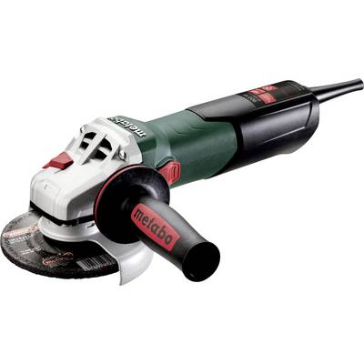 Een elektrische haakslijper met een zwarte schijf, groen en zilverkleurig lichaam, en een rood zijhandvat op een witte achtergrond.