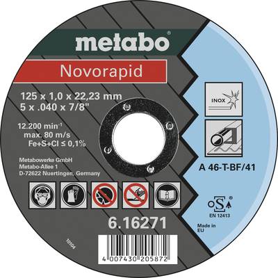 Metabo NOVORAPID 616271000 Doorslijpschijf recht 125 mm 1 stuk(s) 