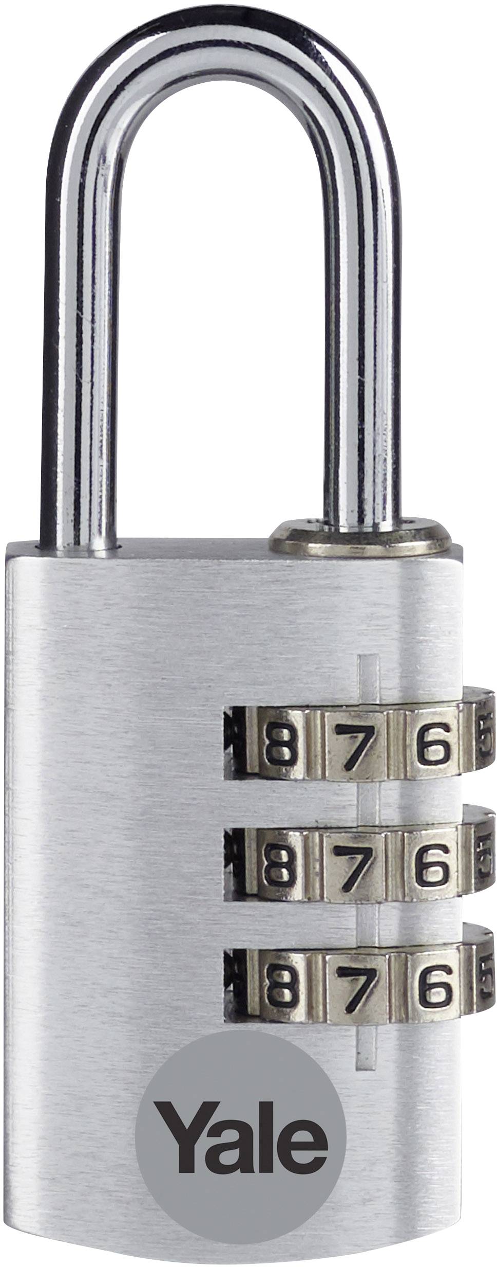 YALE YE3CB/20/121/2/S Hangslot 20 mm Zilver Cijferslot