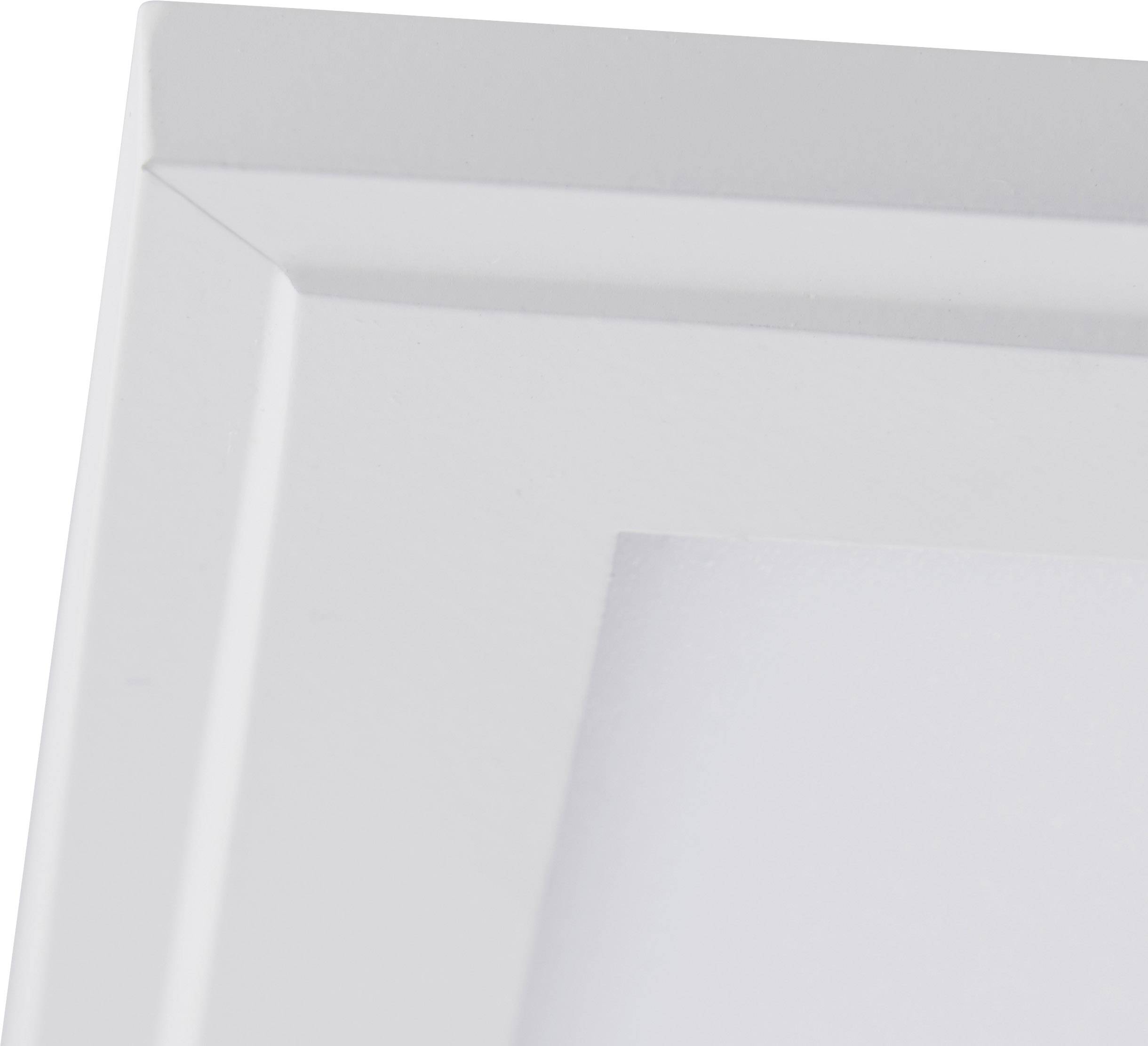 Witte, vierkante LED-lamp met een strak frame en een gladde, licht afgeschuinde rand.