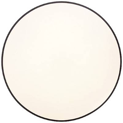 Een eenvoudige witte cirkel met een zwarte rand op een witte achtergrond.