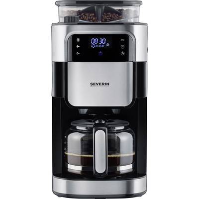 Severin KA 4813 Koffiezetapparaat Zwart, RVS (geborsteld)  Capaciteit koppen: 10 Display, Glazen kan, Met koffiemolen, T