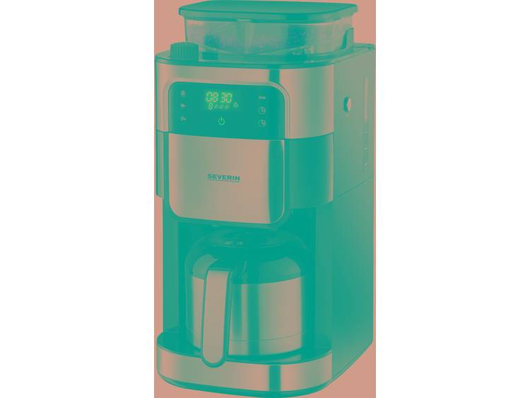 Severin Filterkaffeemaschine mit Mahlwerk und Edelstahl-Thermokanne, Koffiezetapparaat Zwart, RVS (g