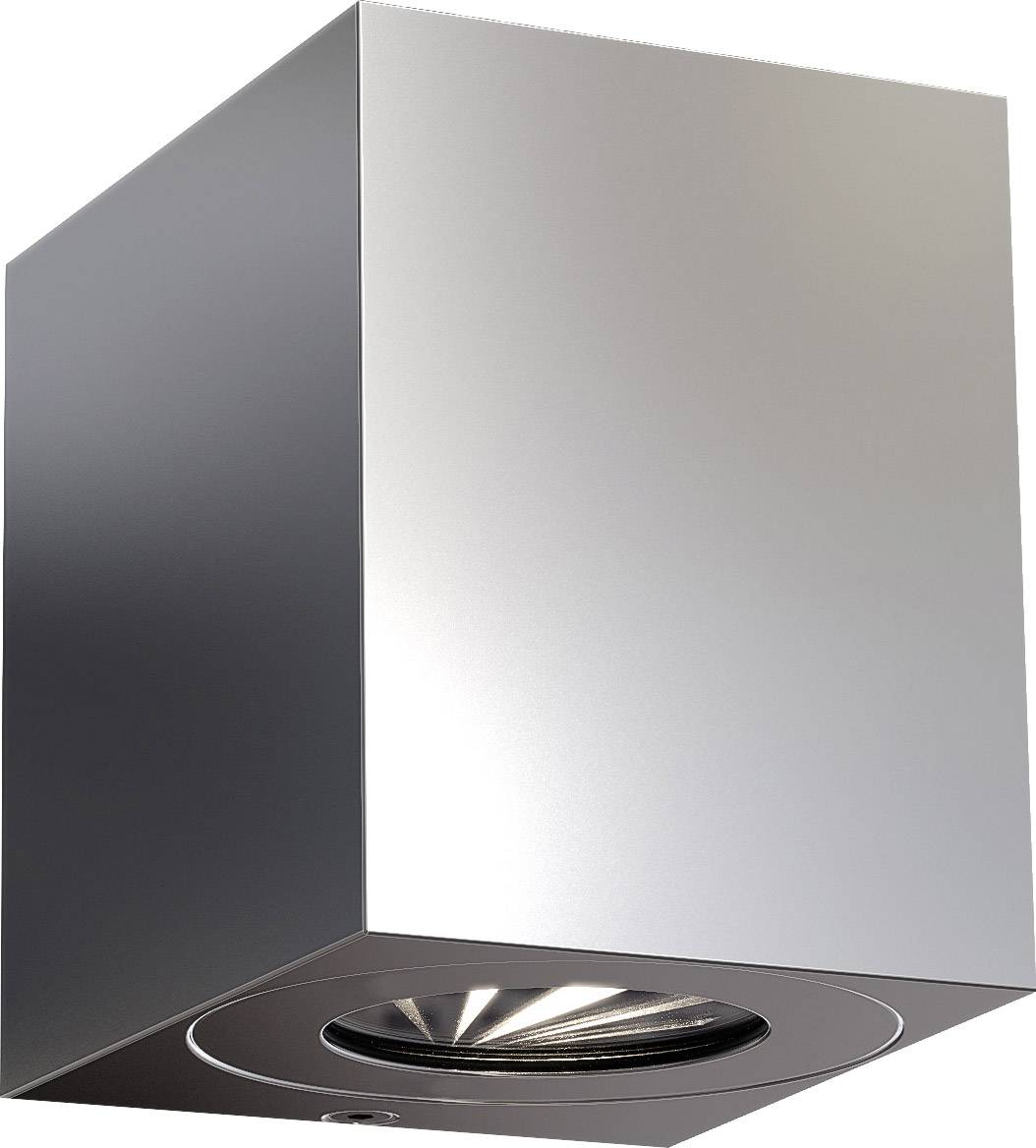 Moderne, vierkante, zilverkleurige plafondlamp met geïntegreerde reflector aan de onderzijde.