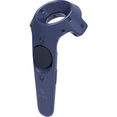 Een blauwe VR-controller met een ronde bovenkant en verschillende knoppen. Geschikt voor het besturen van virtual reality-ervaringen.