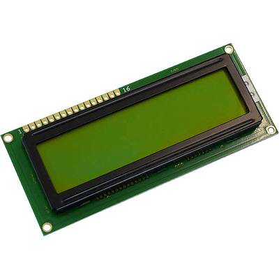 Een LCD-display met groene achtergrondverlichting en 16 aansluitpennen.