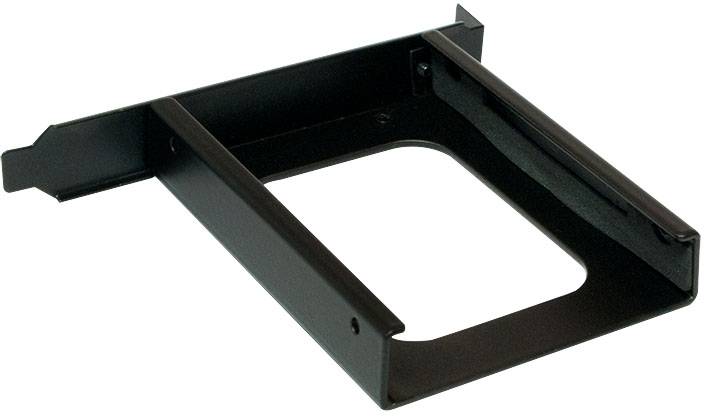 'Zwarte metalen beugel voor de installatie van een 2,5-inch harde schijf in een 3,5-inch sleuf.'