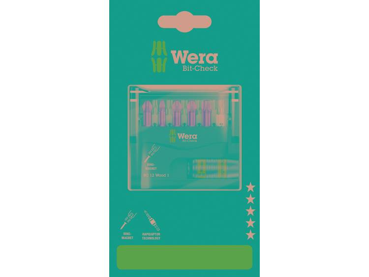 Wera Bit-Check 12 Wood 1 SB 05136390001 Bitset 1-4 (6.3 mm) Incl. bithouder