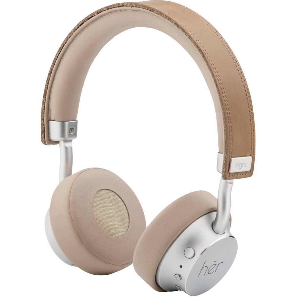 HER HF8 On Ear headset Bluetooth, Kabel Beige, Zilver Volumeregeling